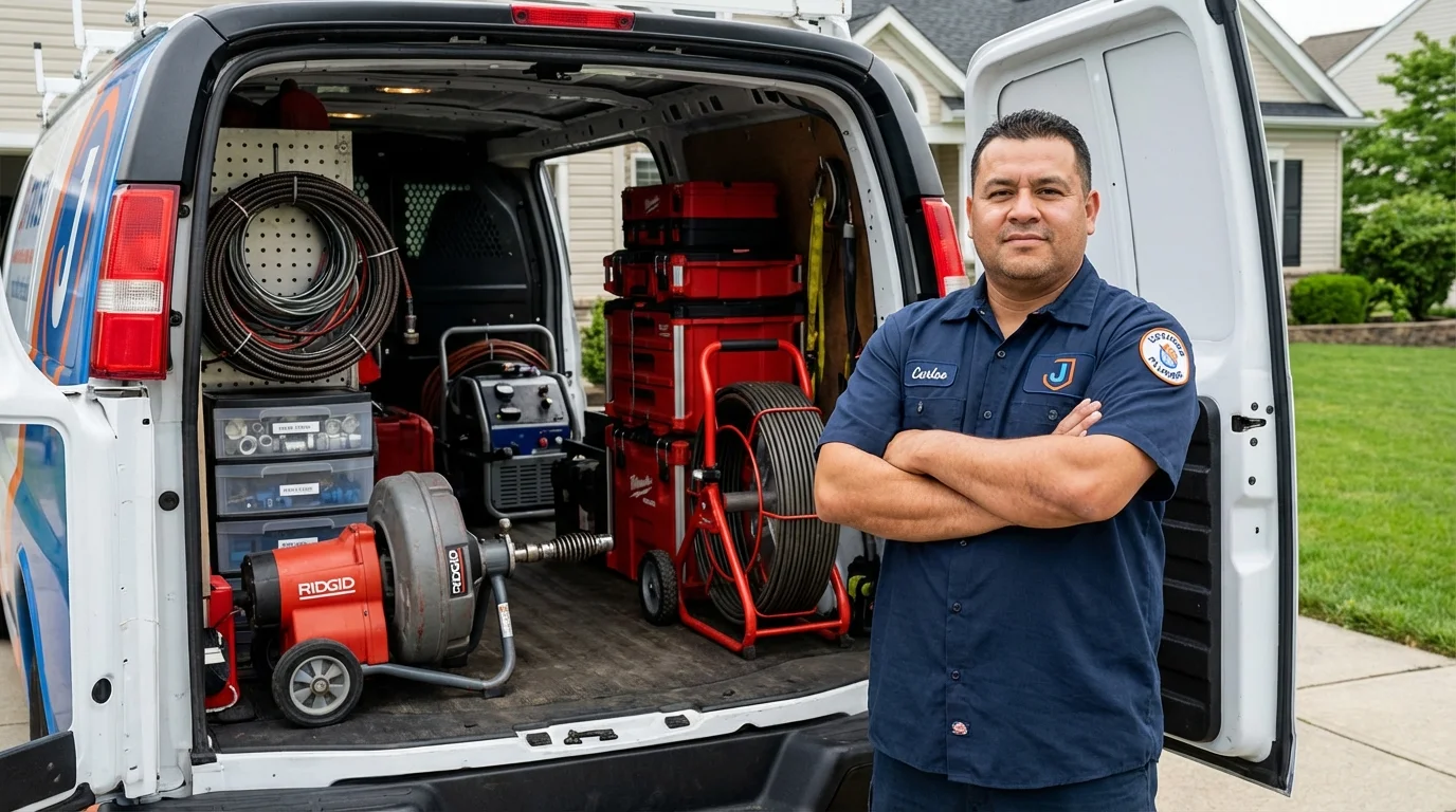 Professional drain cleaning equipment and Johns Plumbing LLC plumber in Barnsdall