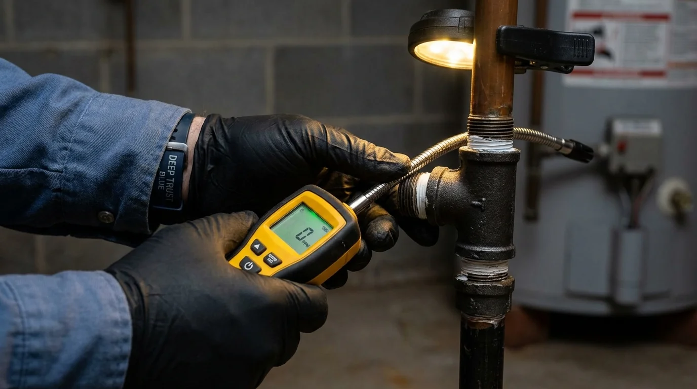 Gas leak detection with electronic sniffer by Johns Plumbing LLC in Barnsdall