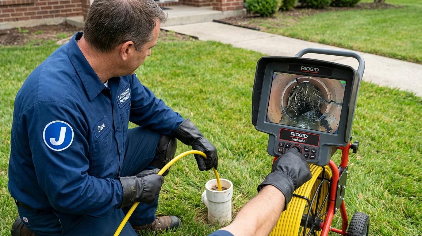 Sewer camera inspection being performed by Johns Plumbing LLC in Barnsdall